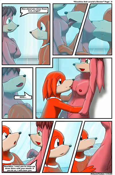 Knuckles and Lara-Les Shower